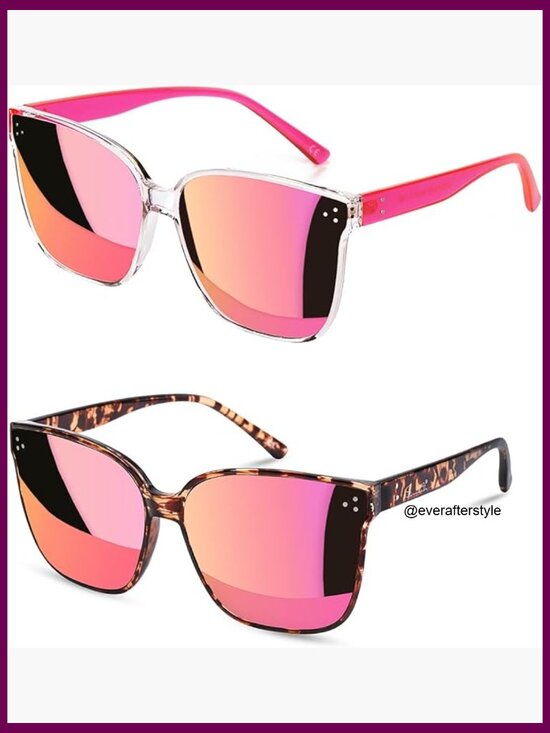 Oversized Sunglasses with Mirrored Lens UV400 Blocking main image 4